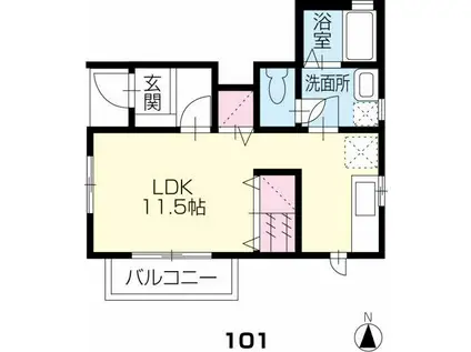 シャーメゾンらふ(ワンルーム/1階)の間取り写真