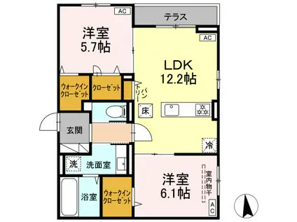 CLASSEUM仙台小田原 I(2LDK/2階)の間取り写真