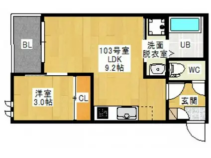REGALEST 宇品御幸(1LDK/1階)の間取り写真