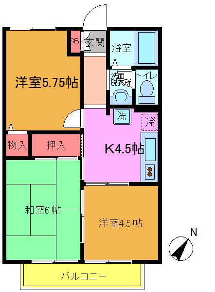 ライトコート国府台I(3K/2階)の間取り写真