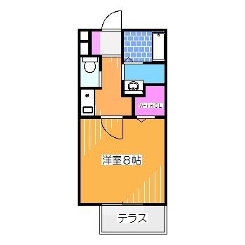 クオリア東茱萸木(1K/2階)の間取り写真