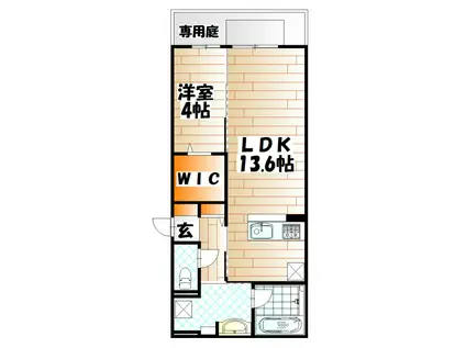 HABITAT YOSHINO(1LDK/1階)の間取り写真
