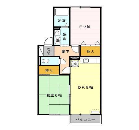 グランシャリオC棟(2DK/2階)の間取り写真