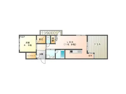 TIMBERED TERRACE(1LDK/2階)の間取り写真