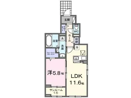 メゾン セレニテ(1LDK/1階)の間取り写真