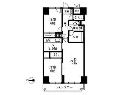 レジディア目白(2LDK/8階)の間取り写真