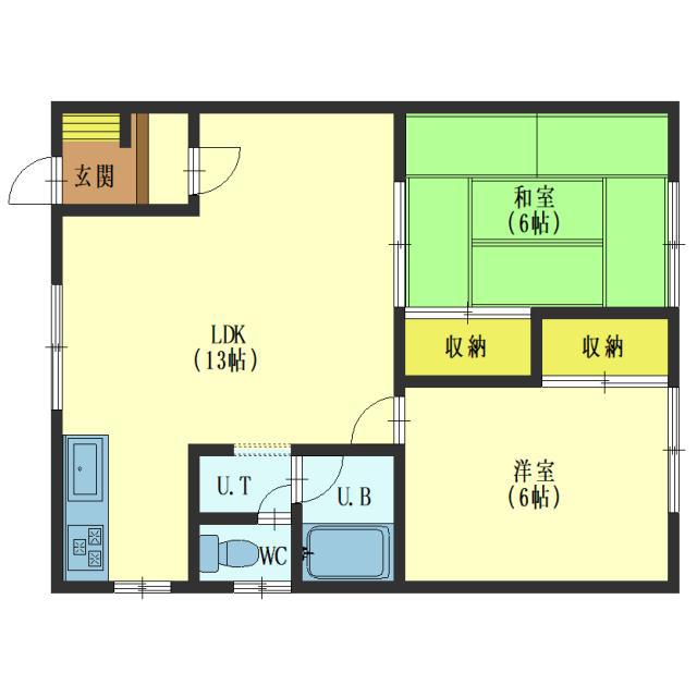 グリーンハイツ2号棟(2LDK/2階)の間取り写真