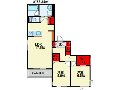 SHAMAISON LUNA(2LDK/2階)の間取り写真