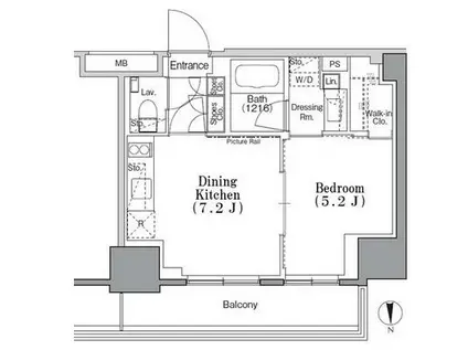 パークハビオ飯田橋(1DK/13階)の間取り写真