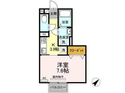 カレッジタウン E・F棟(1K/2階)の間取り写真