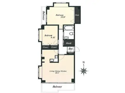 池田山KAY&KAY ウエスト(2LDK/2階)の間取り写真