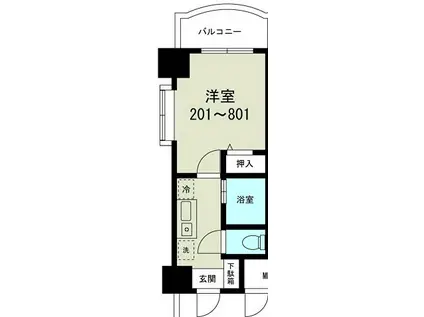 ノルデンハイム瑞光II(1K/6階)の間取り写真