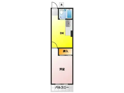 仙波長徳共同ハイツ(1DK/2階)の間取り写真