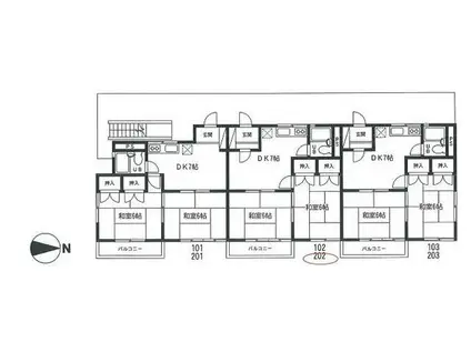 イーストハイツ(2DK/2階)の間取り写真