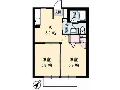 桜香織苺館(2K/2階)の間取り写真