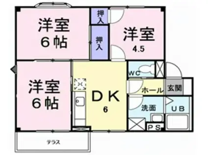 グリーンハウスI(3DK/2階)の間取り写真
