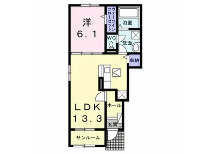 モンラパン(1LDK/1階)の間取り写真