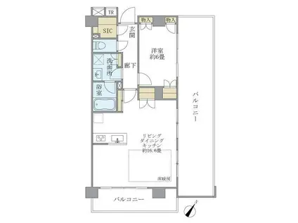 BRILLIA二子玉川ID(1LDK/6階)の間取り写真