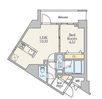 S-RESIDENCE曳舟BERENZA(1LDK/5階)の間取り写真