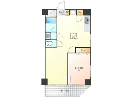 杉本ビル(1LDK/3階)の間取り写真