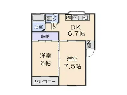 セフティパーク3号棟(2DK/2階)の間取り写真