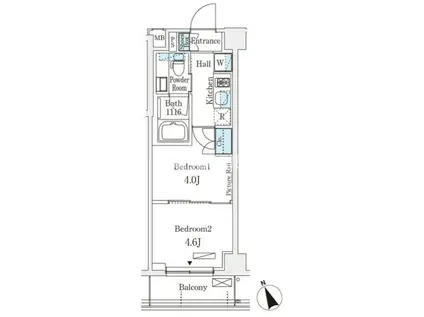 アリビオ学芸大学(2K/1階)の間取り写真