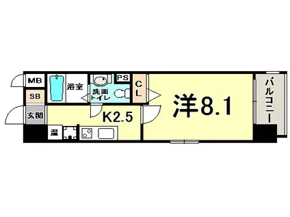 アドバンス三宮IVルシール(1K/9階)の間取り写真