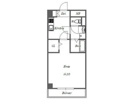 レイエス六実(1K/2階)の間取り写真