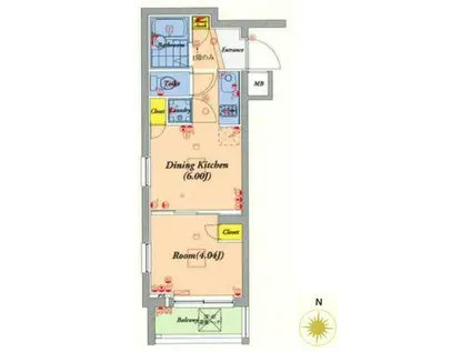 パレホームズ矢口渡(1DK/3階)の間取り写真