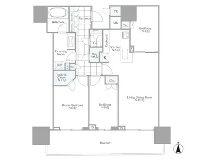 パークタワー晴海(3LDK/6階)の間取り写真