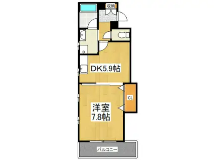 ヴェルレーヴ(1DK/2階)の間取り写真