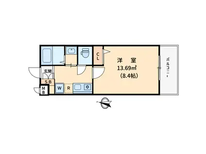 コンテント小平(1K/3階)の間取り写真