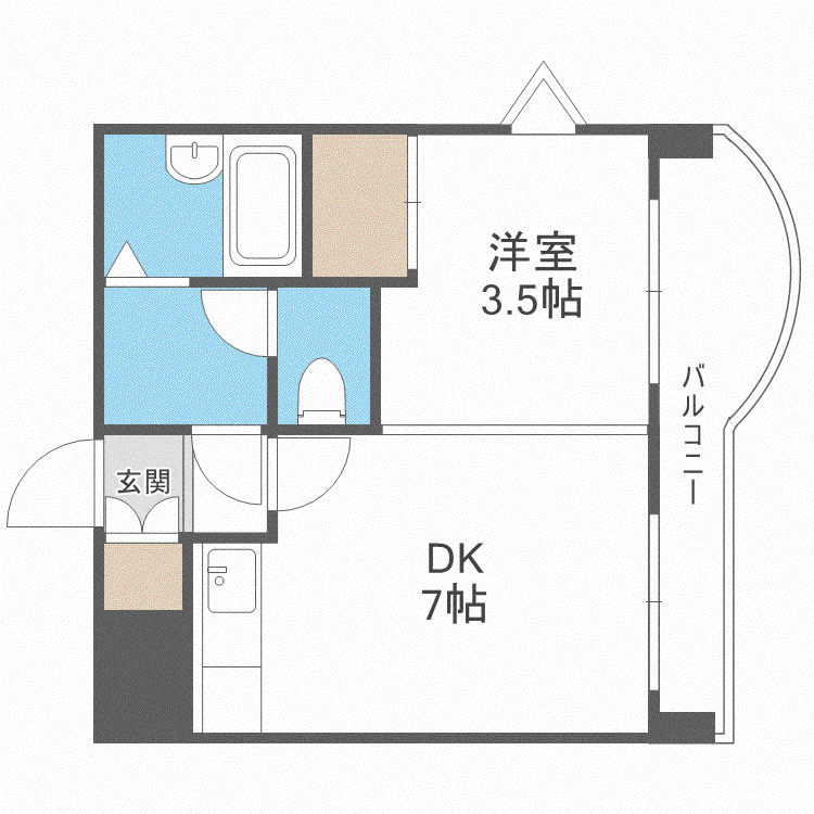 プレサント南9西12(1DK/3階)の間取り写真