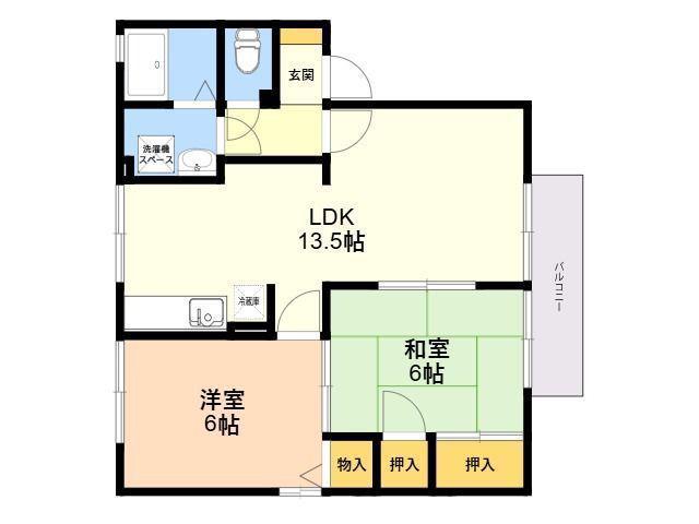 エレガンス(2LDK/1階)の間取り写真