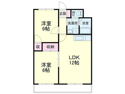 マンション楠通(2LDK/1階)の間取り写真