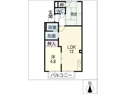 メゾン冨士B(2LDK/2階)の間取り写真