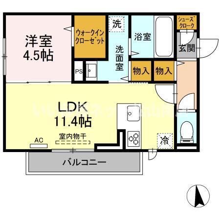 カトレアVI(1LDK/2階)の間取り写真