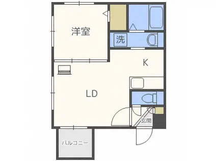 LUCIA南12(1LDK/1階)の間取り写真
