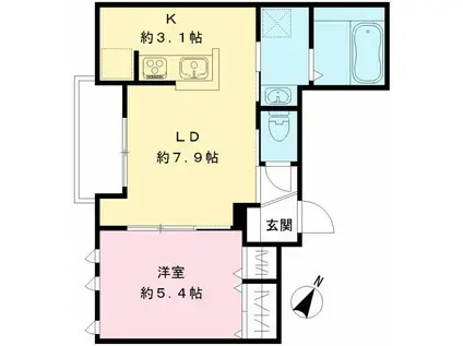 GRACE AOKI(1LDK/2階)の間取り写真