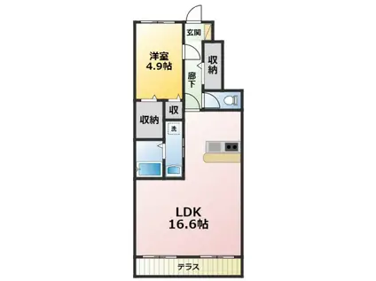 ブルーパレス(1LDK/1階)の間取り写真