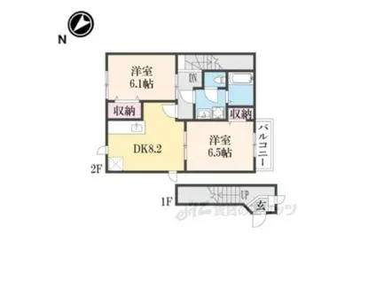 ドゥーソレールⅠ(2DK/2階)の間取り写真