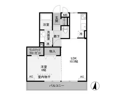 カラーズガーデン(1LDK/2階)の間取り写真