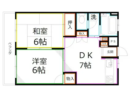 プラムヒル(2DK/2階)の間取り写真