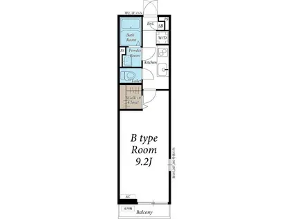 BARK LANE 新宿御苑(1K/2階)の間取り写真