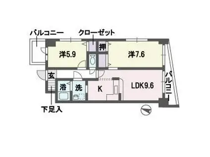 エムロード平尾(2LDK/7階)の間取り写真