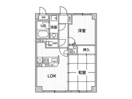 アエラス石川台(2DK/2階)の間取り写真