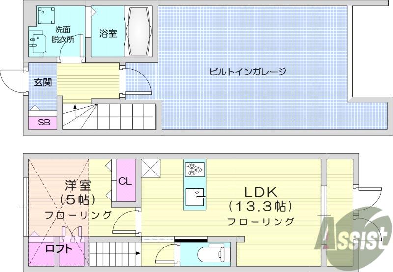 ラフィナM(1LDK/1階)の間取り写真