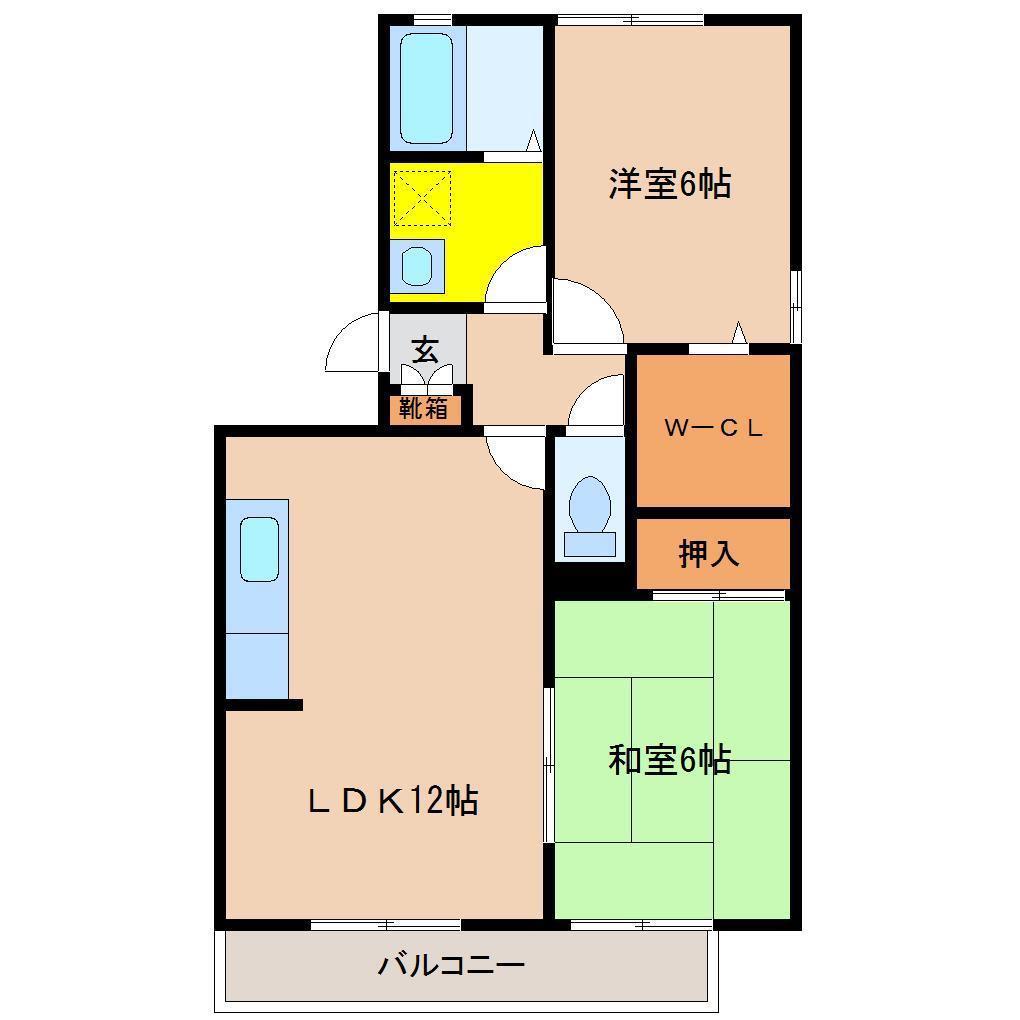 ヴィラ神宮の森(2LDK/1階)の間取り写真