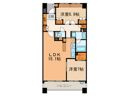 グランドメゾン勝川ネクシティウエストコート(2LDK/6階)の間取り写真