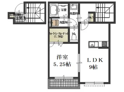 プラセール(1LDK/2階)の間取り写真